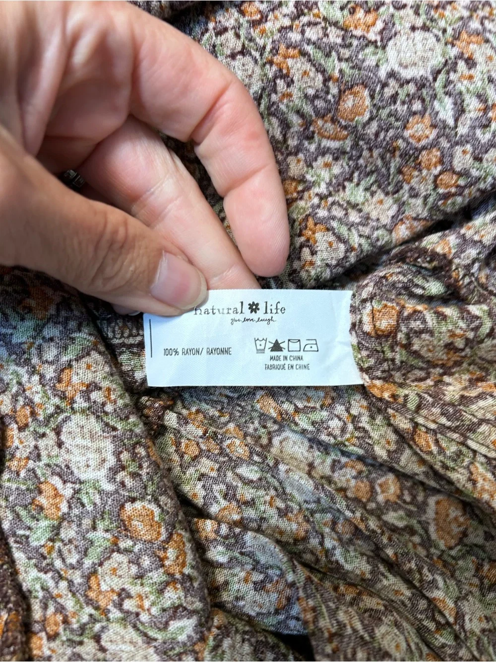 Natural Life Brown floral Darcy maxi dress size small smocked peasant 70s hippie - Picture 7 of 8